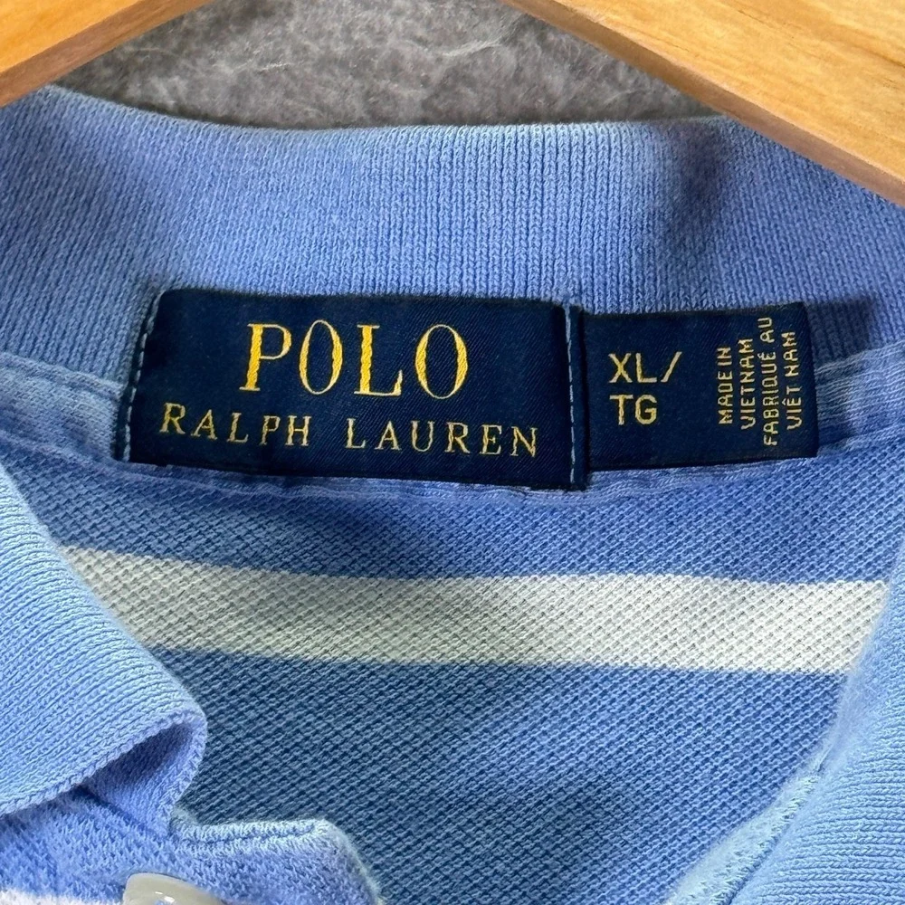 Polo Ralph Lauren Polo Shirt Mens‎ XL Blue Stripes Pony Comfort Classic Casual